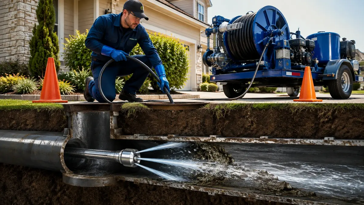 Main Sewer Line Hydro Jet Cleaning in Angelus Oaks