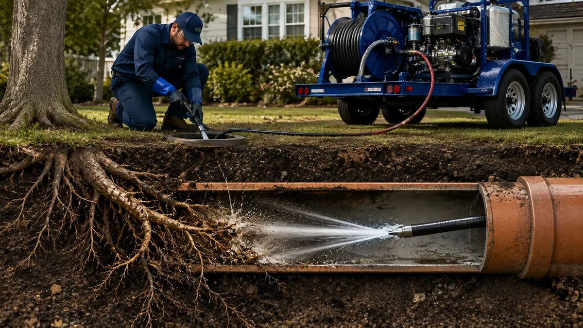Tree Root Removal with Hydro Jetting in Angelus Oaks